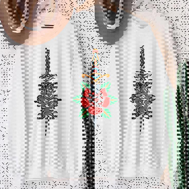 Fake Friends アメリカントラディショナルタトゥー オールドスクールフラッシュ スウェットシャツ 年配の女性への贈り物