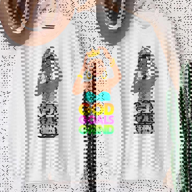 God Goals グラインドメラニン クリスチャン 楽しい ブラック クイーン ガールズ スウェットシャツ 年配の女性への贈り物