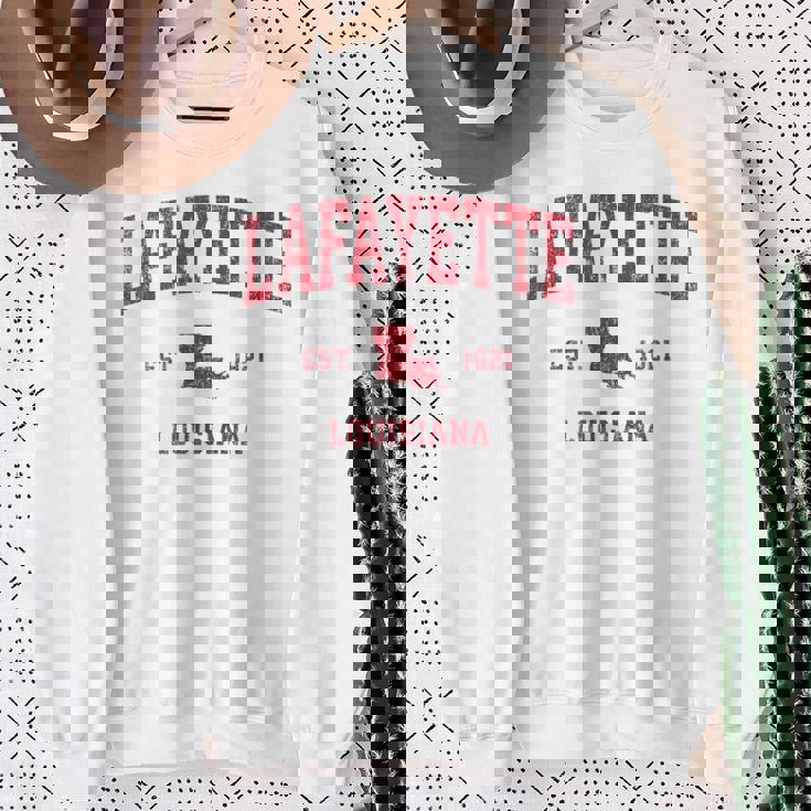 Lafayette ルイジアナ Laビンテージスポーツデザイン レッドプリント スウェットシャツ 年配の女性への贈り物