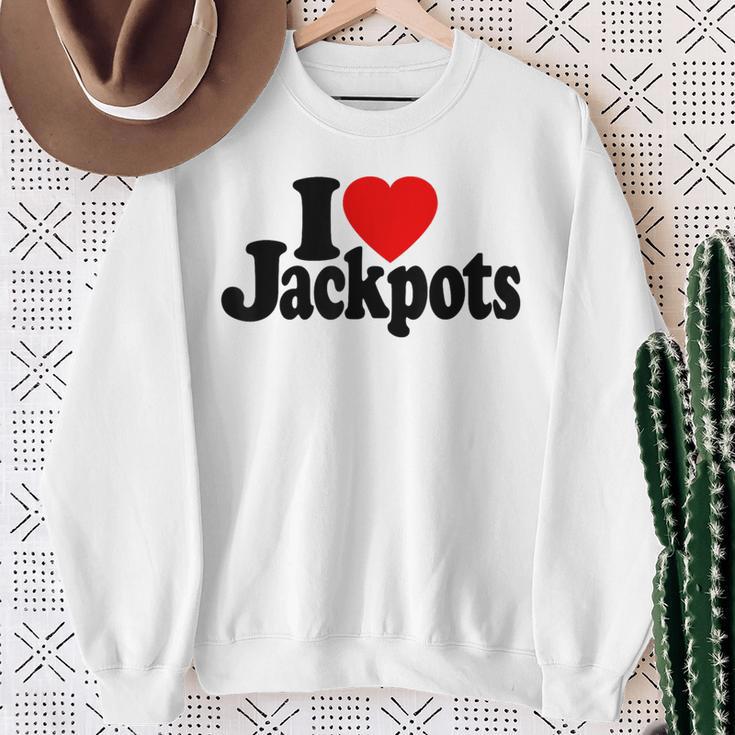 I Love Heart Jackpotslotslot Machines カジノラスベガス スウェットシャツ 年配の女性への贈り物