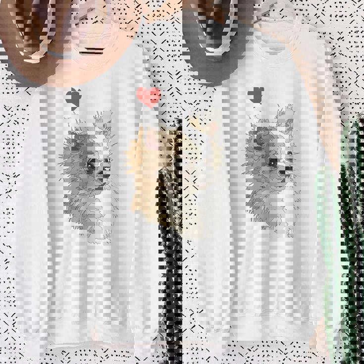 I Love Japan And Chihuahua 長髪 ちわわ ロングヘアママ 長袖tシャツ スウェットシャツ 年配の女性への贈り物