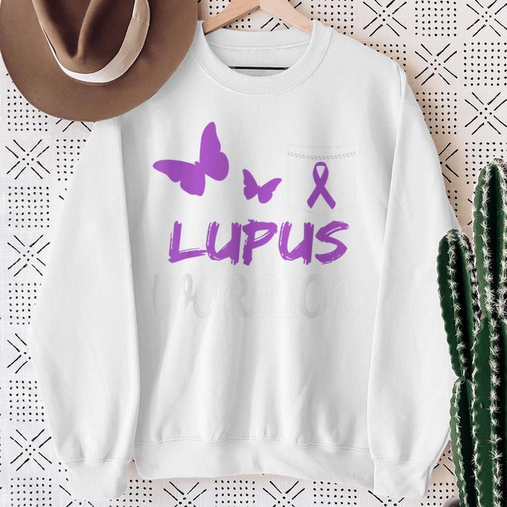 Lupus Warrior パープルバタフライ&リボン ポケット付き スウェットシャツ 年配の女性への贈り物