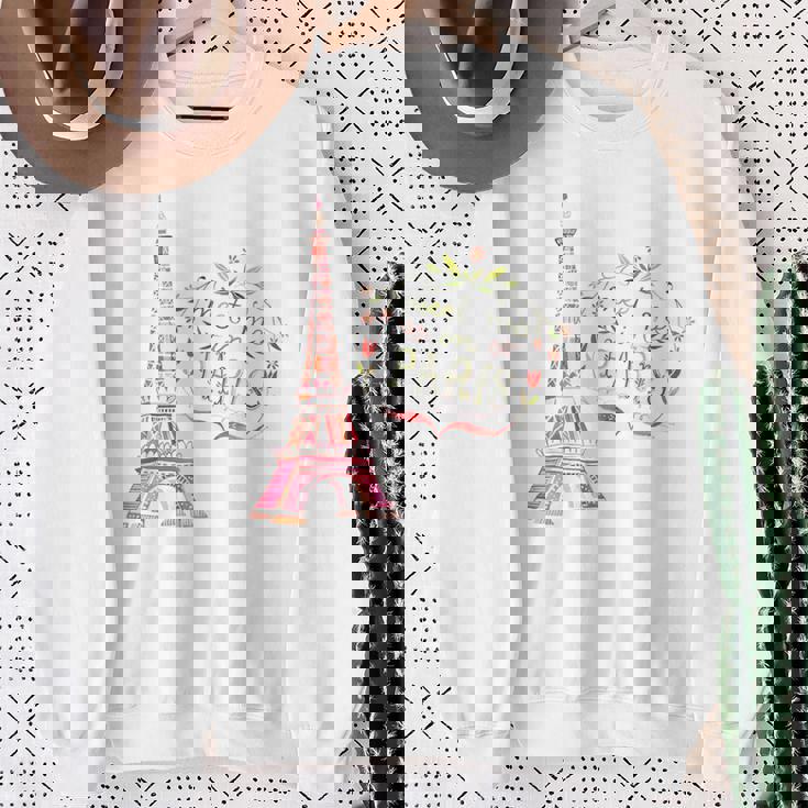 Meet Me In Paris 水彩プリントtシャツ エッフェル塔 スウェットシャツ 年配の女性への贈り物
