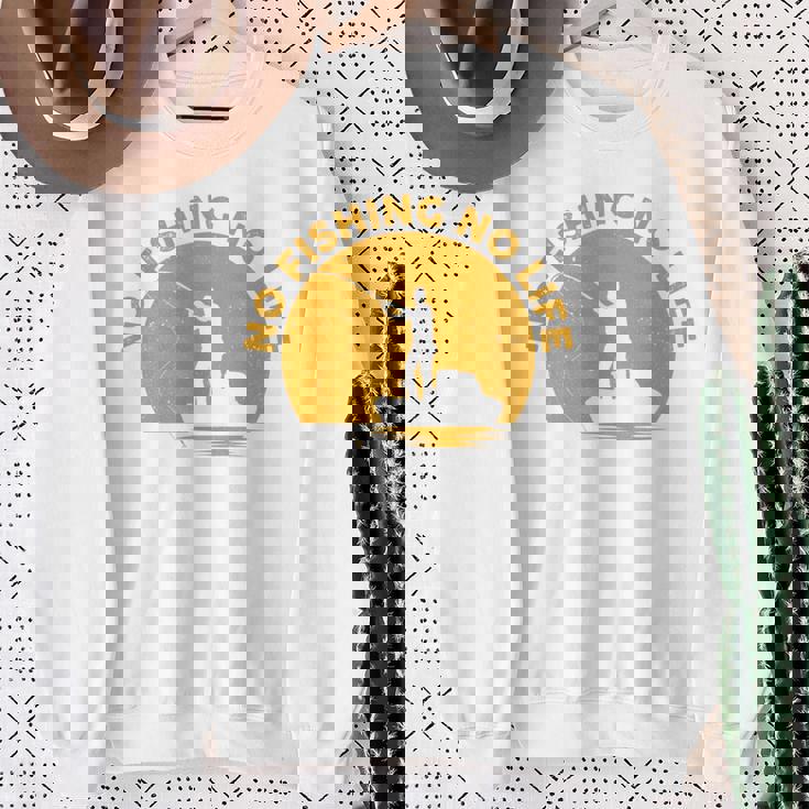 No Fishing No Life 釣り フィッシング ロゴ プリント 長袖tシャツ スウェットシャツ 年配の女性への贈り物