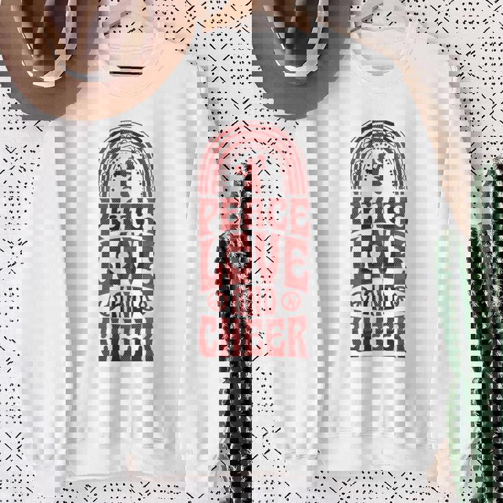 Peace Love And Cheer ボヘミアンレインボーチアリーダー スウェットシャツ 年配の女性への贈り物