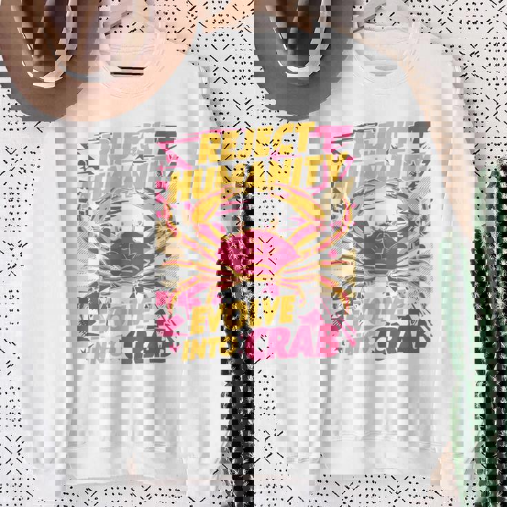 Reject Humanity Evolve To Crab ファニーカニ 長袖tシャツ スウェットシャツ 年配の女性への贈り物