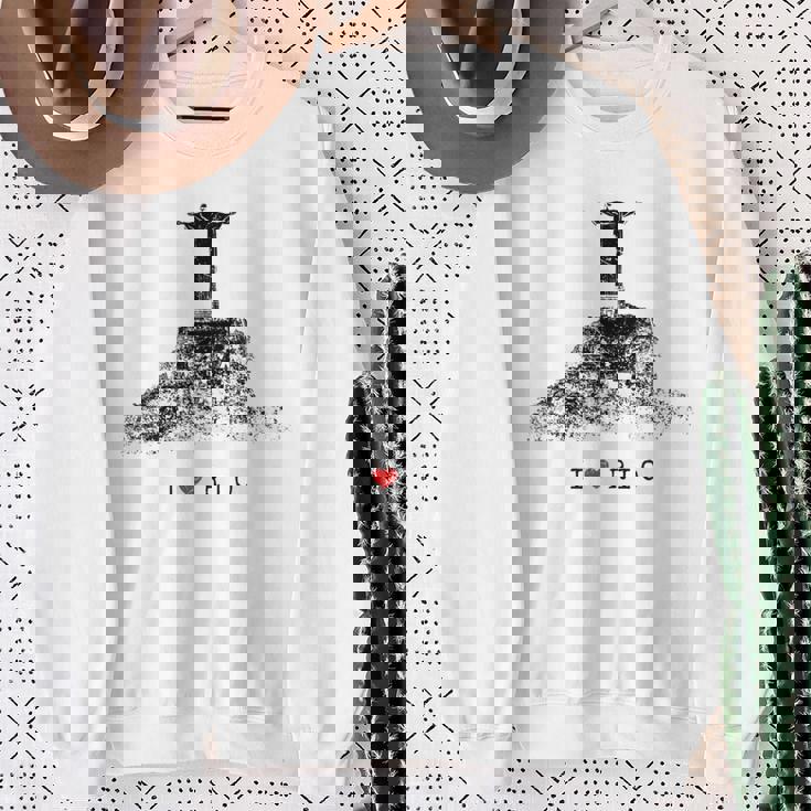 Rio De Janeiro リオデジャネイロのスカイライン イエスキリストの像 ブラジル 愛 スウェットシャツ 年配の女性への贈り物