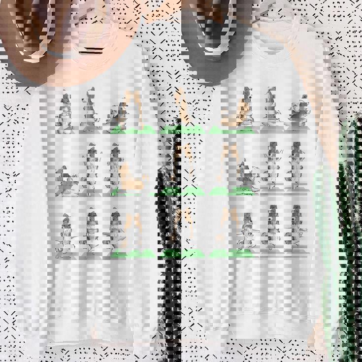 Shetland シープドッグ シェルティ 犬 ヨガ ポーズ ワークアウト エクササイズ スウェットシャツ 年配の女性への贈り物