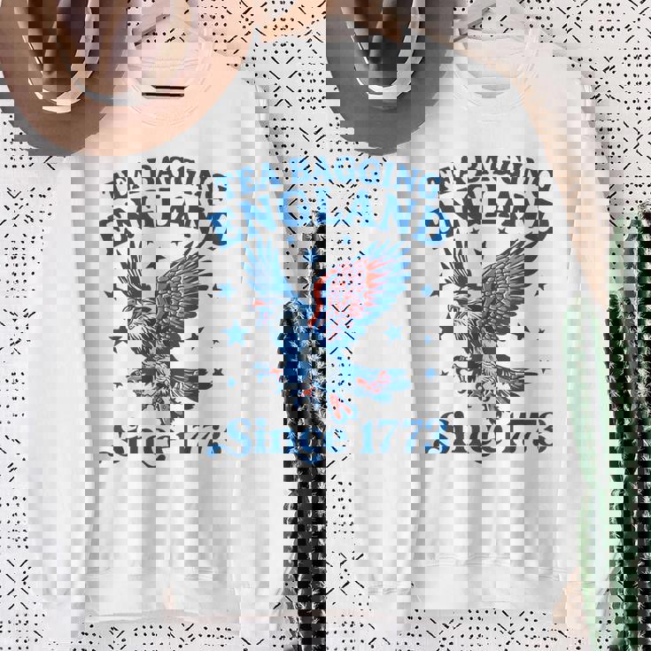 Tea Bagging England Since 1773 Patriotic Eagle 4Th Of July Sweatshirt Gifts for Old Women