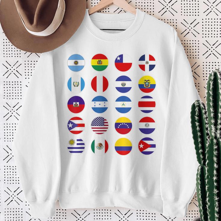 Todas Banderas Latinoamericanas Países Banderas Latinoamerica Camisa de entrenamiento Regalos para ancianas