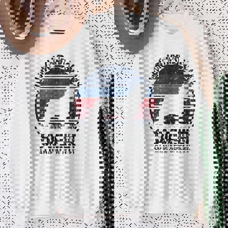 Work Hardo Dog Have Life 面白いレトロキャバリア スウェットシャツ 年配の女性への贈り物