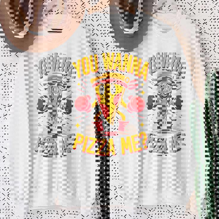 You Wanna Pizza Me 面白い ファイター ピザ愛好家 ファーストフード しゃれ 長袖tシャツ スウェットシャツ 年配の女性への贈り物