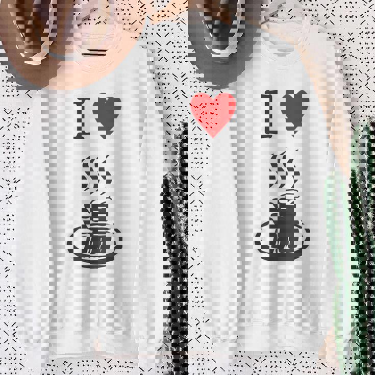 【バックプリント・背中側】アイラブ・湯 イラスト【温泉】お風呂 マーク 銭湯 記号 ハート 面白い スウェットシャツ 年配の女性への贈り物