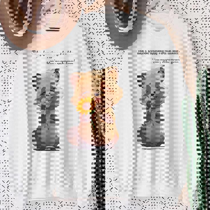 ありがとうのタヌキ ひまわりver 父の日 アニマルグラフィック 感謝 たぬき 花と狸 スウェットシャツ 年配の女性への贈り物