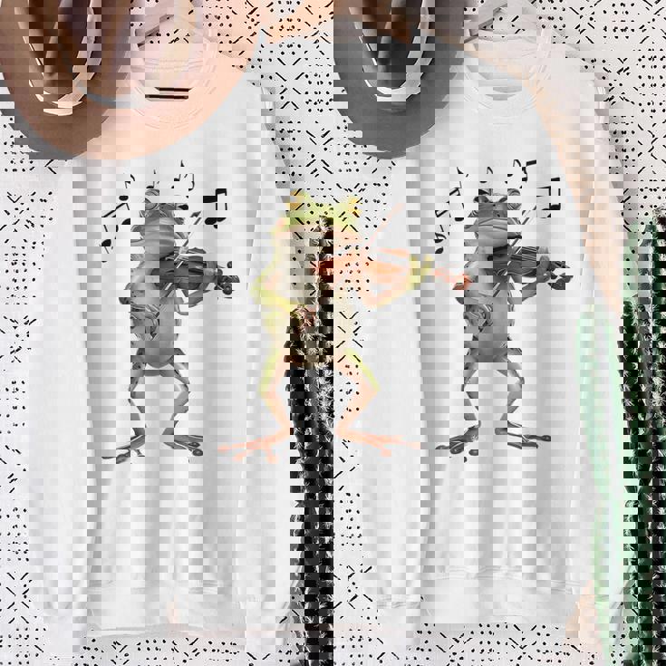 おもしろミュージシャン バイオリニスト かわいいカエル 演奏 バイオリン スウェットシャツ 年配の女性への贈り物