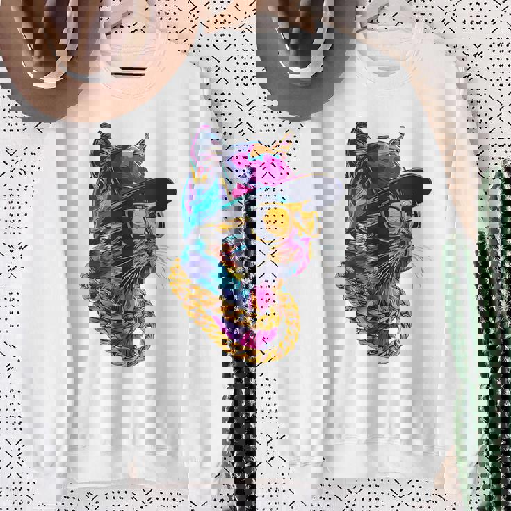 かっこいい ヒップホップ 猫 アーバン ストリートウェア B-Boy グラフィティ スウェットシャツ 年配の女性への贈り物