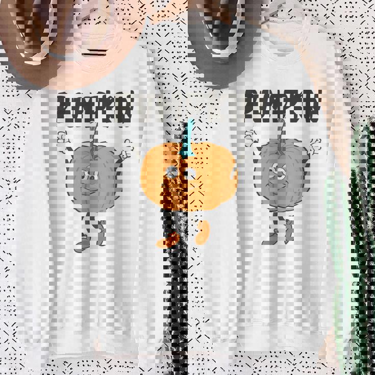 かぼちゃ Pumpkin キャラクター 顔 イラスト かわいい おもしろ シンプル ゆるい 野菜 ゆるキャラ スウェットシャツ 年配の女性への贈り物