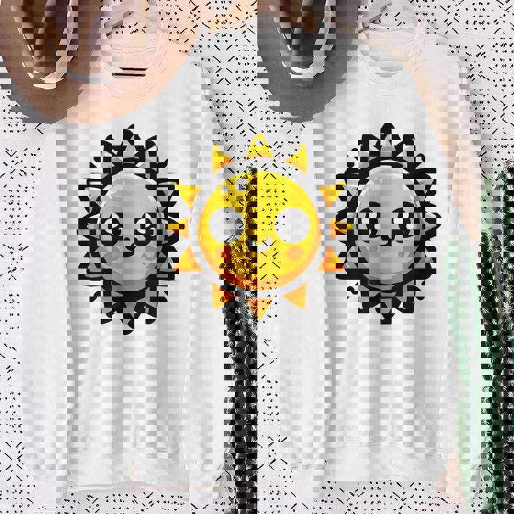 かわいい 漫画 太陽 放射 オレンジ イエロー 愛らしい スウェットシャツ 年配の女性への贈り物