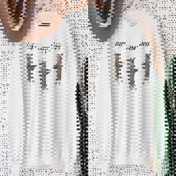 かわいいジャンピング ハッピーキャット ミーム トレンド ファニー スウェットシャツ 年配の女性への贈り物