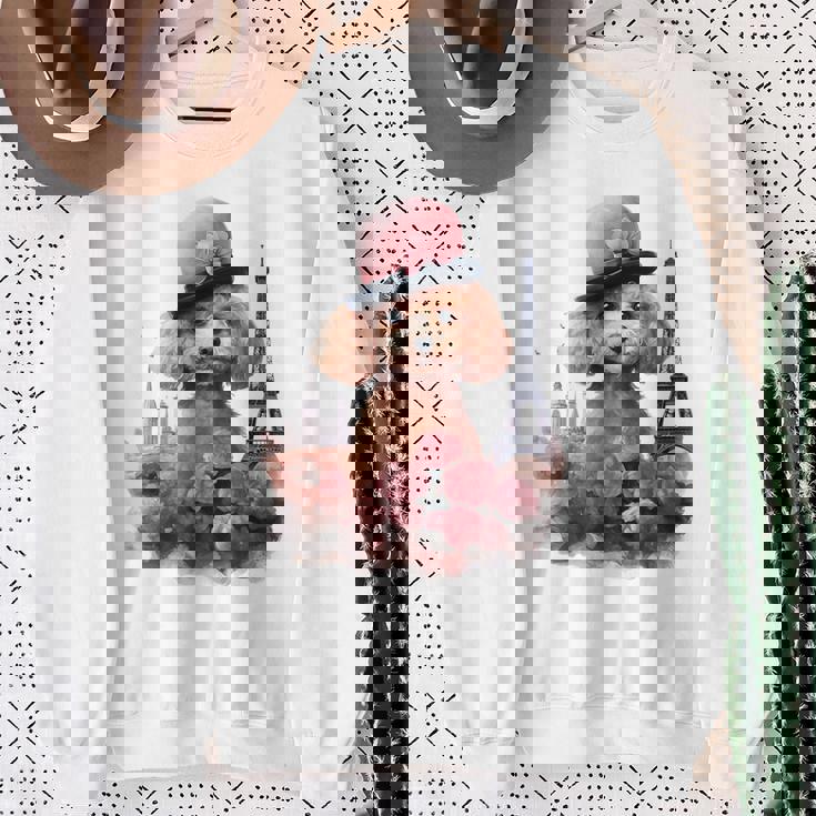 かわいいフレンチパリエッフェル塔トイプードル パリジャンプードル スウェットシャツ 年配の女性への贈り物