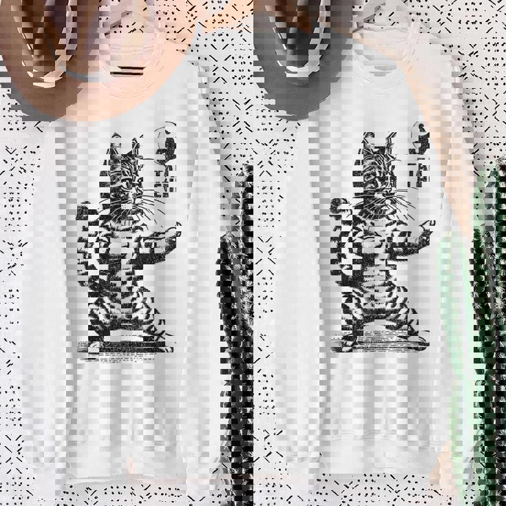 かわいい猫 太極拳 武道 陰陽 スウェットシャツ 年配の女性への贈り物