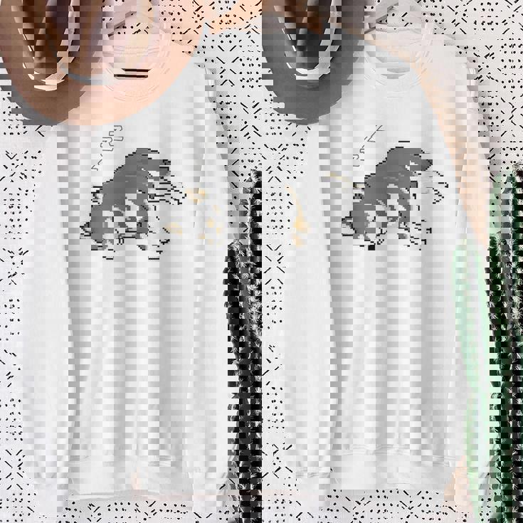 すやすや眠る黒柴 柴犬のドット絵 スウェットシャツ 年配の女性への贈り物