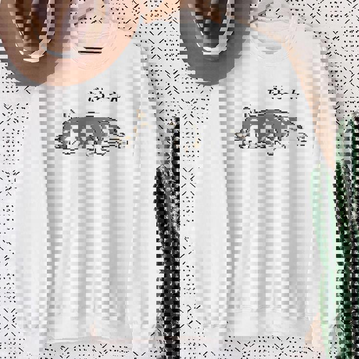 だらーんとくつろいでいる黒柴 柴犬のドット絵 長袖tシャツ スウェットシャツ 年配の女性への贈り物