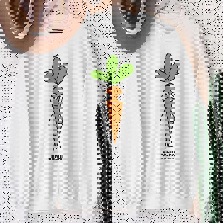 にんじん 人参 顔 イラスト かわいい おもしろ 簡単 シンプル ゆるい 野菜 スウェットシャツ 年配の女性への贈り物