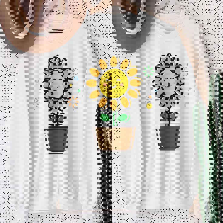 ひまわり 花 ポット シンプル クリップアート スウェットシャツ 年配の女性への贈り物