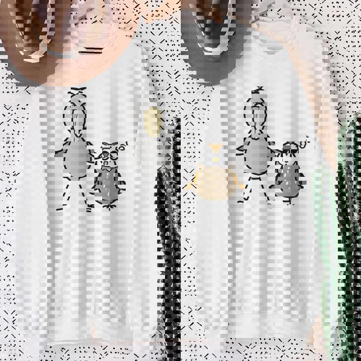 みんな大好きハシビロコウ 動かない鳥 はしび郎クラブtシャツ ハシビ郎とフクロウ Zoo ハシビロコウ フクロウ 鳥 スウェットシャツ 年配の女性への贈り物