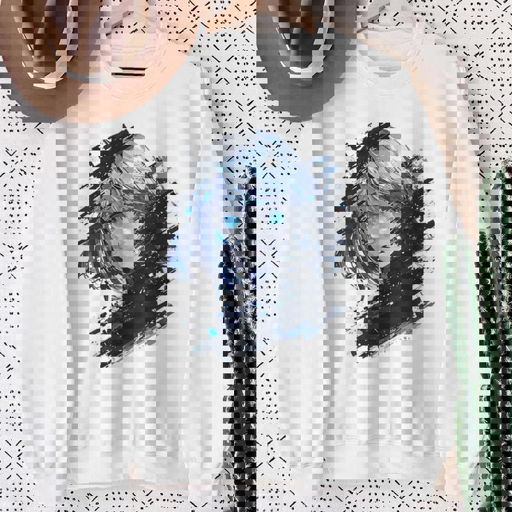 アニメ 漫画 グラフィック 青い目 アート アニメ スウェットシャツ 年配の女性への贈り物