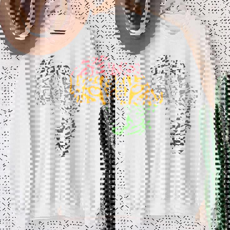 アフリカ地図 ヒョウ柄 アフリカラスタカラー スウェットシャツ 年配の女性への贈り物