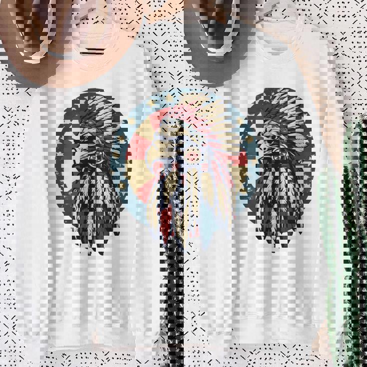 アメリカンイーグル チーフ インディアン ヘッドドレス ネイティブイーグル 長袖tシャツ スウェットシャツ 年配の女性への贈り物