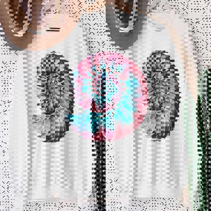 アンモナイトスパイラル貝殻 長袖tシャツ スウェットシャツ 年配の女性への贈り物