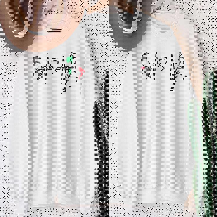 イタリアの日本の国旗 日本 イタリア ハートビート スウェットシャツ 年配の女性への贈り物