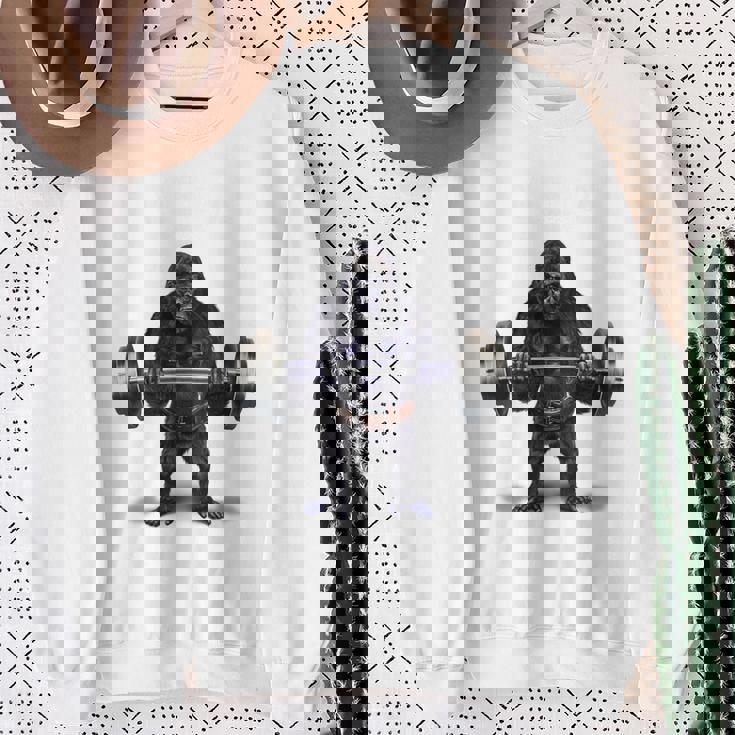 ウェイトリフティング 筋トレ バーベル やる気がないなら家に帰れ ゴリラ スウェットシャツ 年配の女性への贈り物