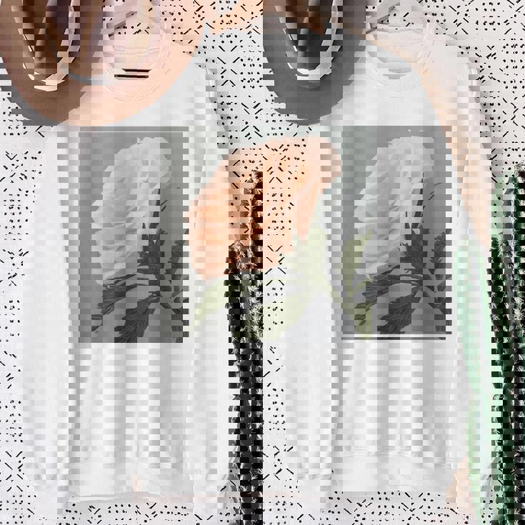 オリジナル現代アート「ピーチローズ」 スウェットシャツ 年配の女性への贈り物