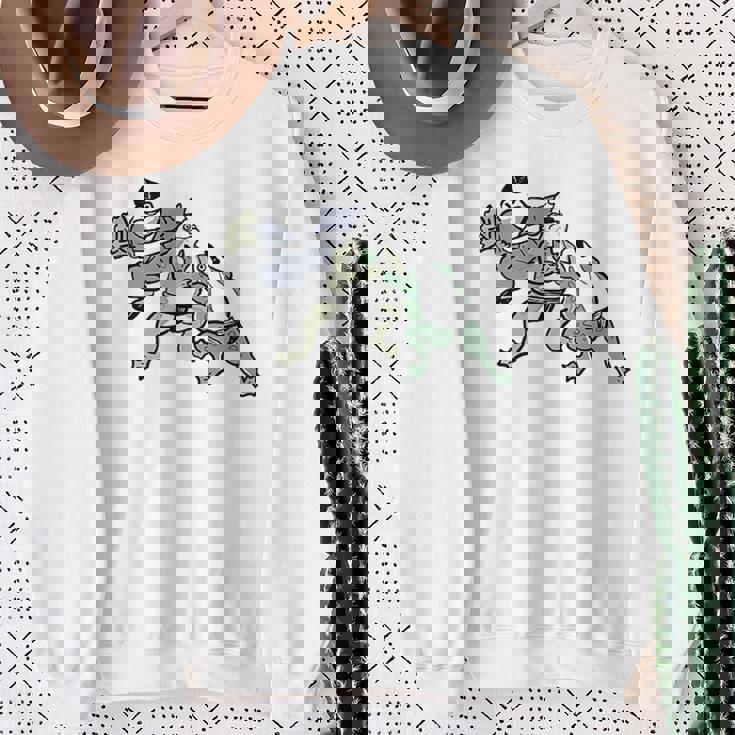 カエル 相撲 伝統 浮世絵 のようなカエルイラスト かわいい 渋かっこいい ワンポイント スウェットシャツ 年配の女性への贈り物