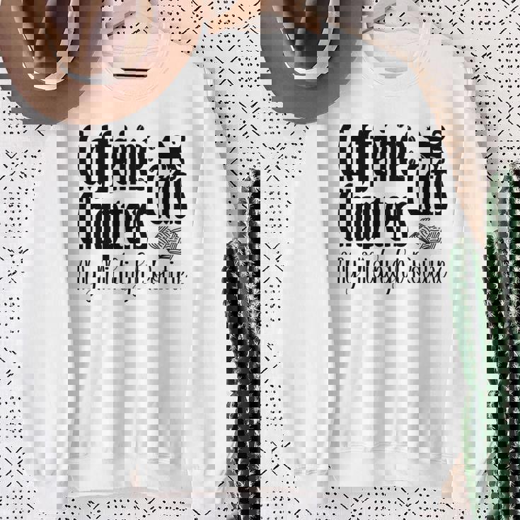 カフェイン猫・章 マイミッドナイトルーチン ナイトキャット フクロウ 長袖tシャツ スウェットシャツ 年配の女性への贈り物