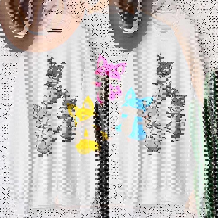 カワイイ・パンセクシュアル・プライド・フォックス 長袖tシャツ スウェットシャツ 年配の女性への贈り物