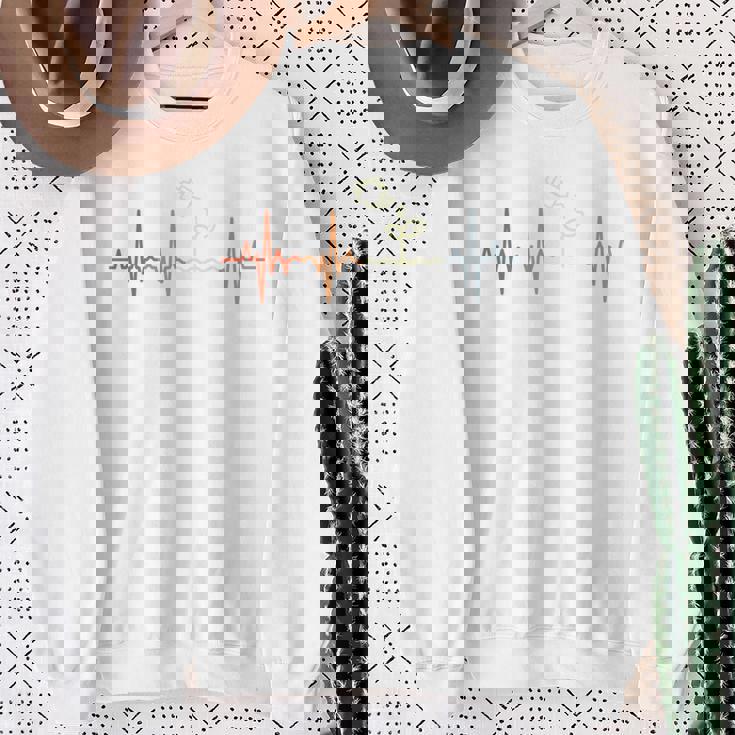 ガーデニング心電図レトロ園芸家脈線心拍 長袖tシャツ スウェットシャツ 年配の女性への贈り物