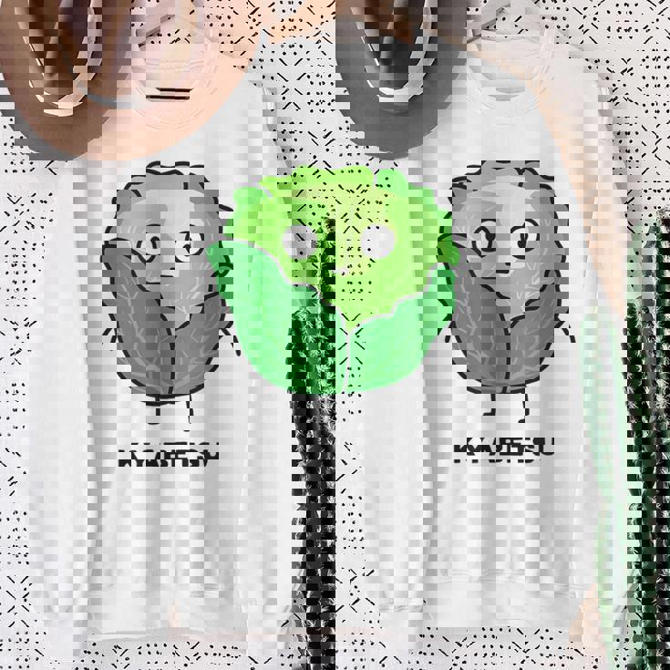 キャベツ 顔 イラスト かわいい おもしろ 面白い 簡単 シンプル ゆるい 野菜 スウェットシャツ 年配の女性への贈り物