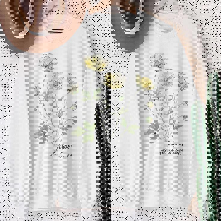 キンポウゲ 花柄 ボタニカルtシャツ ヴィンテージ 自然 野花 アート スウェットシャツ 年配の女性への贈り物