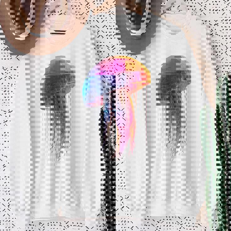 クラゲ 幾何学模様 動物 抽象 カラフル アート クラゲ スウェットシャツ 年配の女性への贈り物