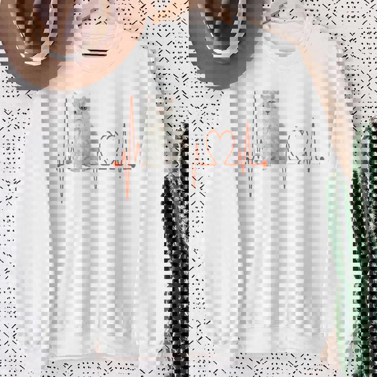 ゴールデンチンチラ ペルシャ猫 ハートビート Ekg I Love My Cats スウェットシャツ 年配の女性への贈り物