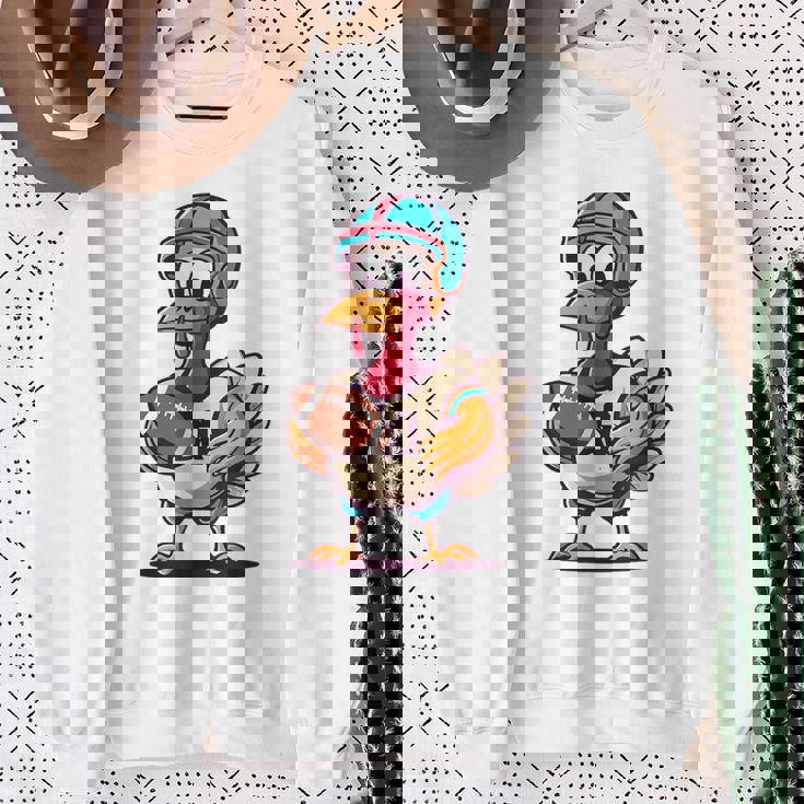 サンクスギビング かわいい七面鳥 アメリカンフットボール ボーイズ キッズ スウェットシャツ 年配の女性への贈り物