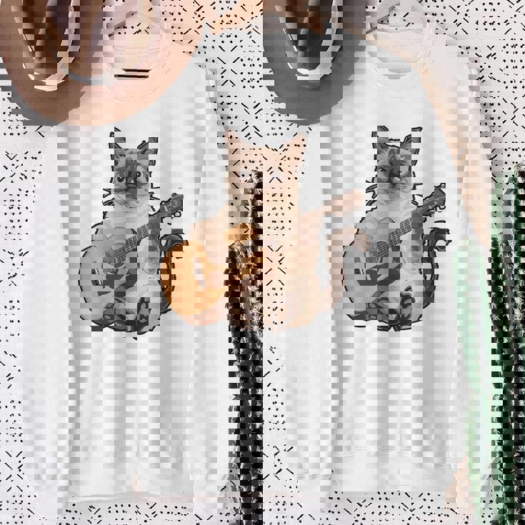 シャム猫ギタリスト ミーザー ギター奏者 スウェットシャツ 年配の女性への贈り物