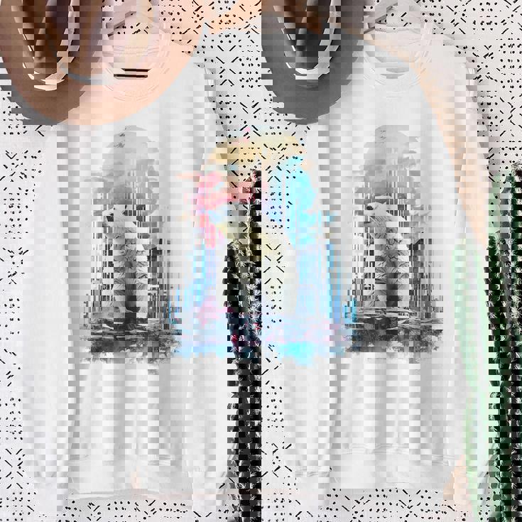 シロクマ 動物 カラフル 動物園 アート 描画 シロクマ スウェットシャツ 年配の女性への贈り物