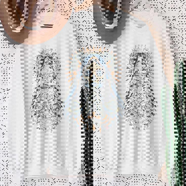 スカル サンタ ムエルテ クリスチャン 長袖tシャツ スウェットシャツ 年配の女性への贈り物