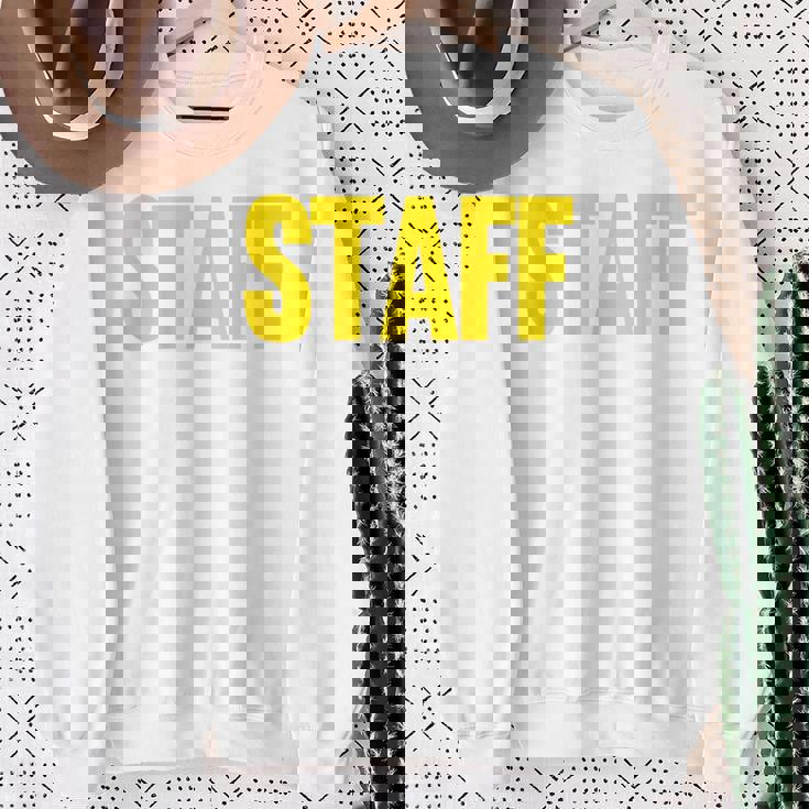 スタッフ イベント コスチューム クルー 音楽祭 バックプリント ワーカー スウェットシャツ 年配の女性への贈り物